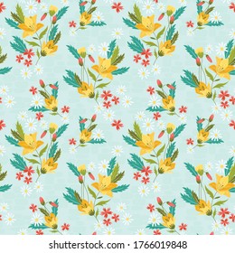 Open Lotus and lily Flowers Pattern.eps