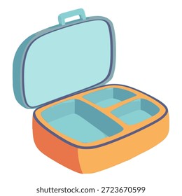 Diseño abierto de la Plantilla de la Ilustración vectorial del color plano de la comida de la caja de almuerzo