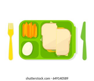 open lunch box. top view. School clipart isolated on white background