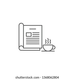 open magazine and coffee icon vector isolated on white background