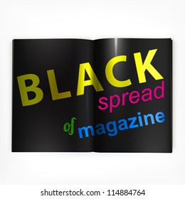 Offenes Magazin doppelseitige Verbreitung mit schwarzen Seiten.