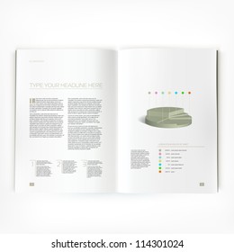 Open Magazine Double-page Spread With Text And Chart