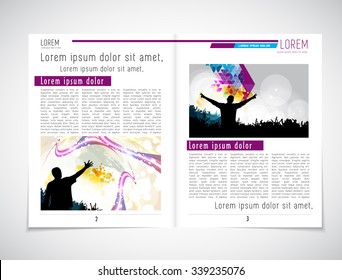 Open magazine layout ready to use, vector