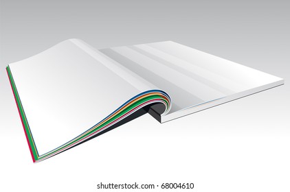 Open Magazine Template with Blank Spread. Vector Illustration