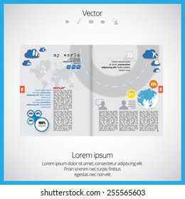 Revista abierta, vectorial Ilustración.