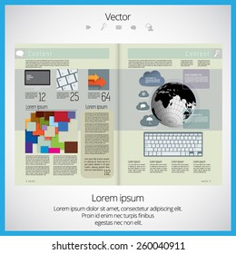 Open magazine, vector Illustration.