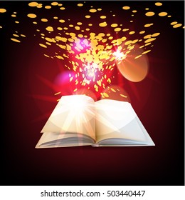 Open magic book vector