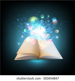 Open magic book vector