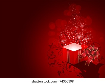 Open magic Gift box, illustration