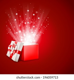 Open Magic Gift Box With Shine
