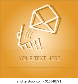 open mail with bin. Paper sticker as bookmark. Vector illustration. Eps10.