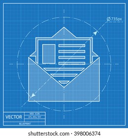 Open mail blueprint icon 