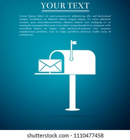 Open mail box with an envelope icon isolated on blue background. Flat design. Vector Illustration
