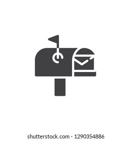 Open mail box with envelope vector icon. filled flat sign for mobile concept and web design. Mailbox simple solid icon. Symbol, logo illustration. Pixel perfect vector graphics