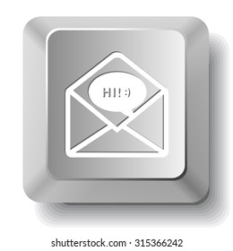 open mail with chat. Vector computer key.