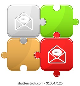 open mail with chat. Vector puzzle.
