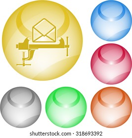 open mail with clamp. Vector interface element.