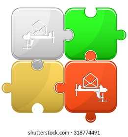 open mail with clamp. Vector puzzle.