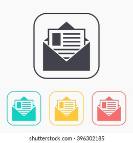 Open mail color icon set 
