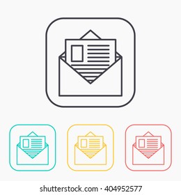 Open mail color icon set 
