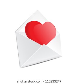 Open mail envelope with heart