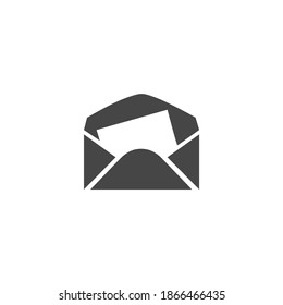 Icono de sobre de correo abierto Gráfico de vectores blanco y negro