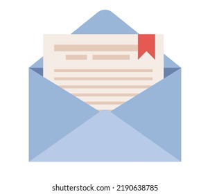 Open mail envelope icon. Mail notification sign. New message. Vector flat illustration 