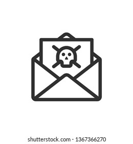 Open mail envelope icon with skull and crossbones symbol