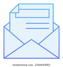 Open mail flat icon. Envelope and letter blue icons in trendy flat style. Document gradient style design, designed for web and app. Eps 10