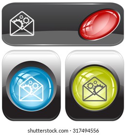 open mail with gears. Vector internet buttons.