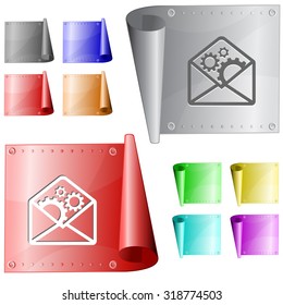 open mail with gears. Vector metal surface.