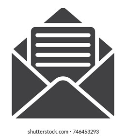 Open mail glyph icon, web and mobile, open letter sign vector graphics, a solid pattern on a white background, eps 10.