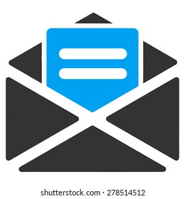 Open mail icon from Business Bicolor Set. This isolated flat symbol uses modern corporation light blue and gray colors.