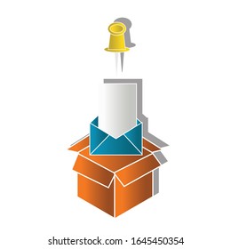 Icono de correo abierto en fondo blanco. Diseño creativo de ideas. Ilustración vectorial plana para plantilla, folleto o presentación.