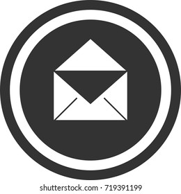 Open mail icon . dark circle sign design