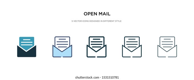 open mail icon in different style vector illustration. two colored and black open mail vector icons designed in filled, outline, line and stroke style can be used for web, mobile, ui