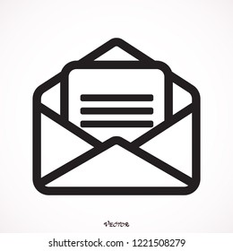 Open mail icon, illustration, picture, flat,  web, art, stock vector