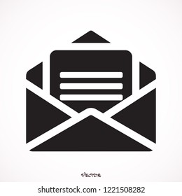 Open mail icon, illustration, picture, flat,  web, art, stock vector