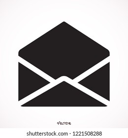 Open mail icon, illustration, picture, flat,  web, art, stock vector