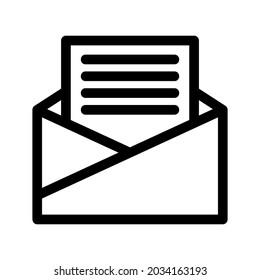offenes E-Mail-Symbol oder Logo einzeln auf Zeichen, Vektorgrafik - qualitativ hochwertige Vektorsymbole mit schwarzem Hintergrund
