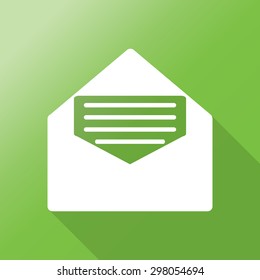 open mail icon with long shadow.
