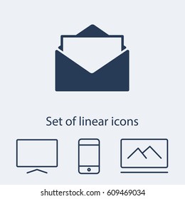 Open mail icon. One of set web icons