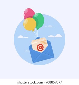 Open mail icon. One of set web icons. Flat vector illustration