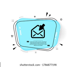 Icono de Abrir correo. Burbuja del discurso de citas. Ver el signo de correspondencia del mensaje. Símbolo de correo electrónico. Marcas de citado. Icono de correo abierto clásico. Vector