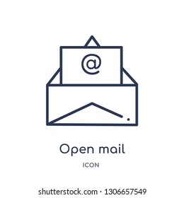 open mail icon from user interface outline collection. Thin line open mail icon isolated on white background.