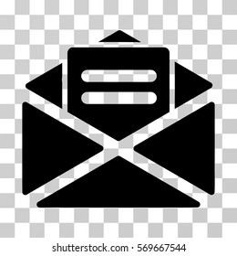 Open Mail icon. Vector illustration style is flat iconic symbol, black color, transparent background. Designed for web and software interfaces.