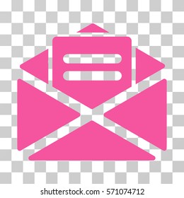 Open Mail icon. Vector illustration style is flat iconic symbol, pink color, transparent background. Designed for web and software interfaces.