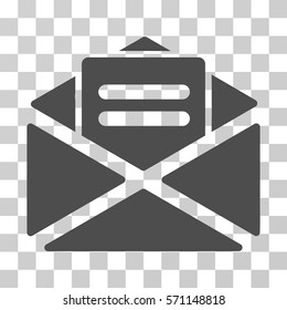 Open Mail icon. Vector illustration style is flat iconic symbol, gray color, transparent background. Designed for web and software interfaces.