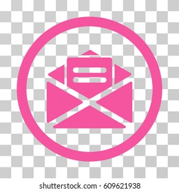 Open Mail icon. Vector illustration style is flat iconic symbol, pink color, transparent background. Designed for web and software interfaces.