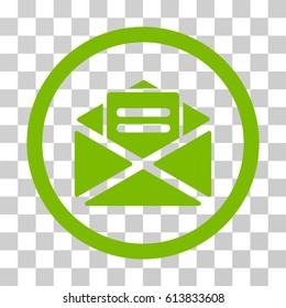 Open Mail icon. Vector illustration style is flat iconic symbol, eco green color, transparent background. Designed for web and software interfaces.